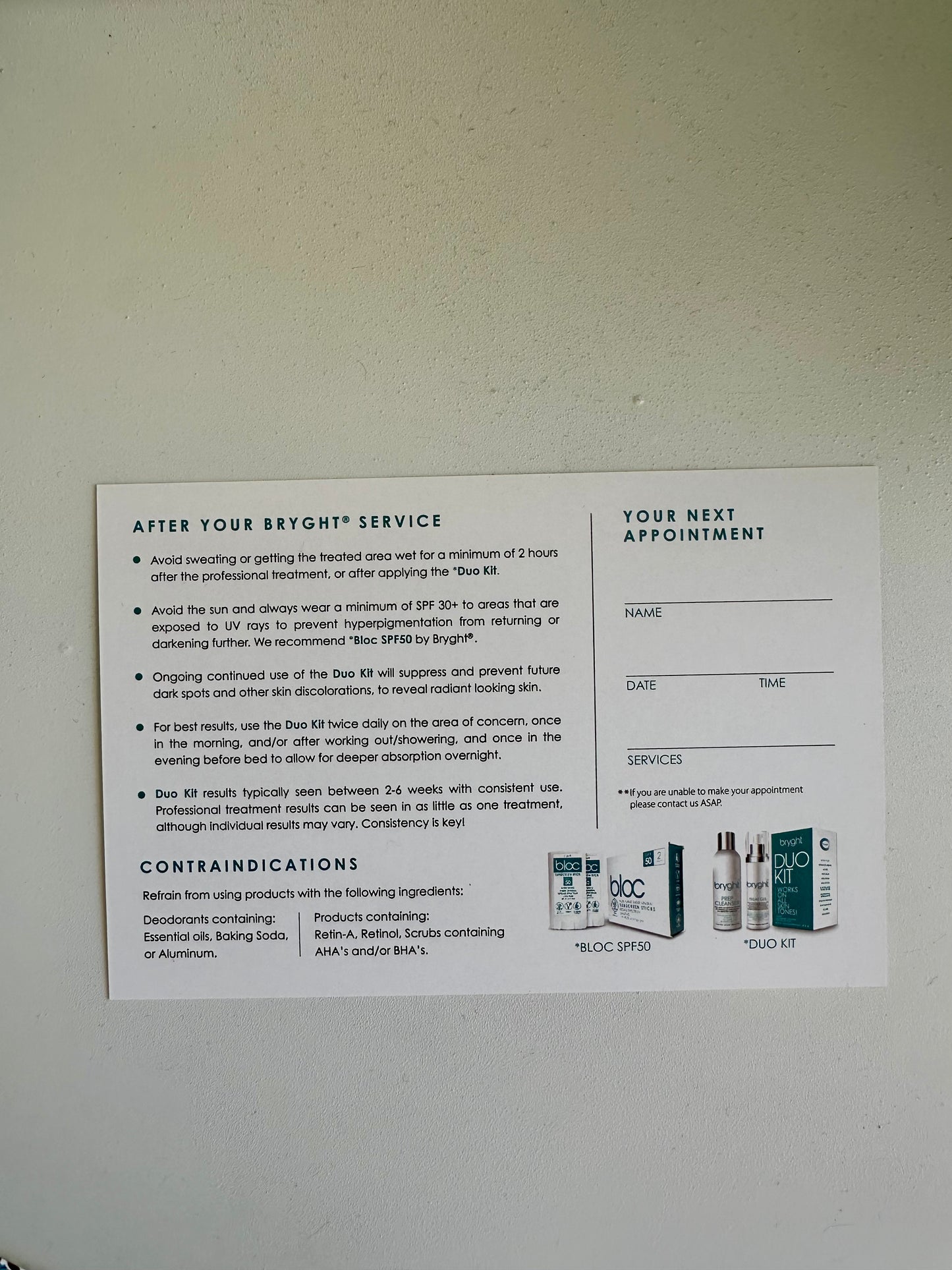 Client Aftercare Card