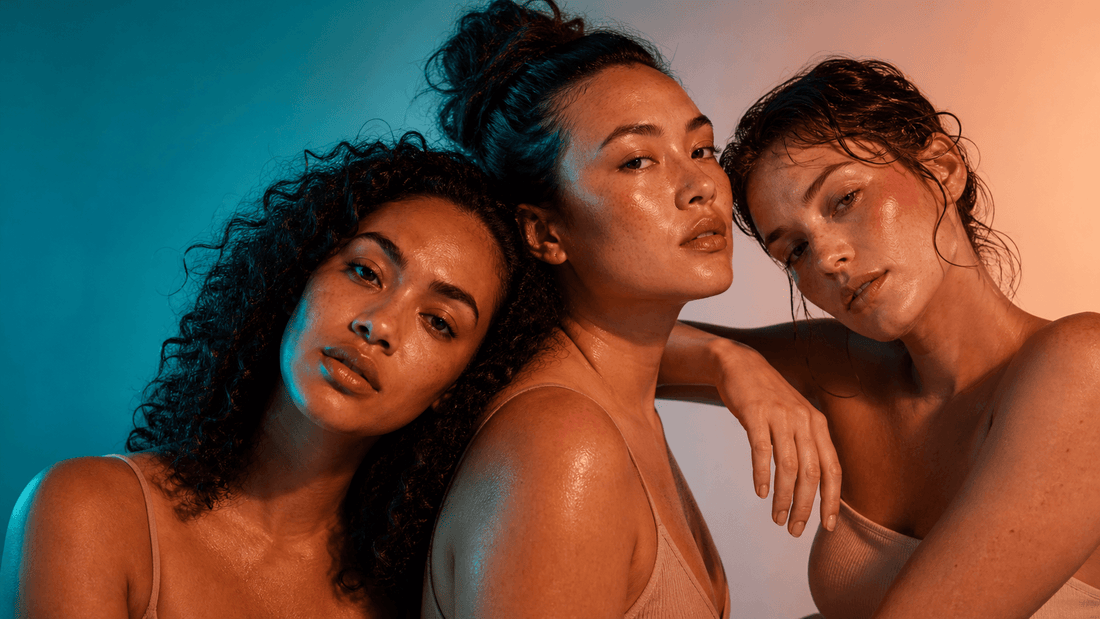 Diverse women with natural skin tones in a modern editorial portrait